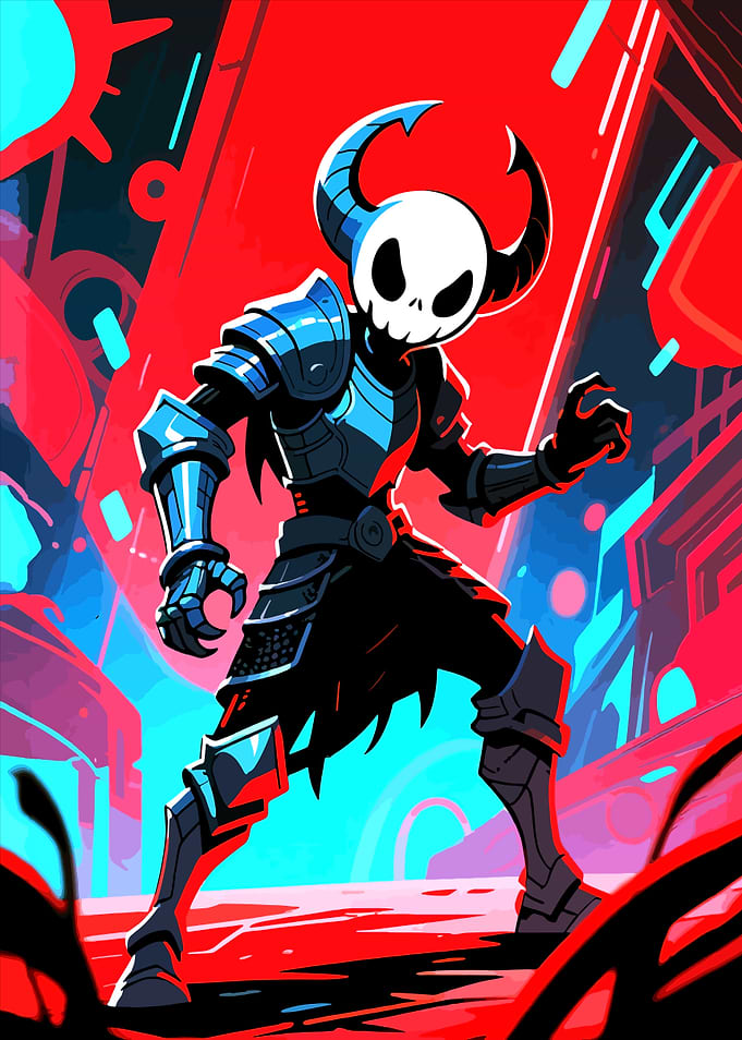 Skull-masked Warrior in Cyberpunk Setting