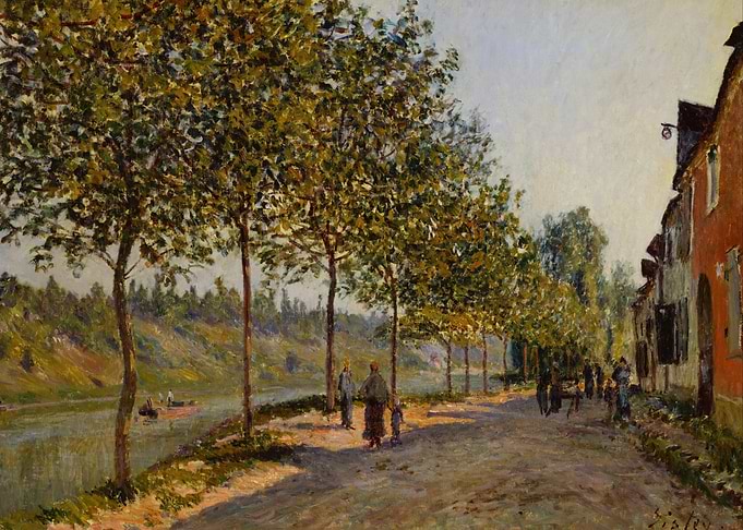 Impressionist Riverside Village Painting, alfred sisley painting