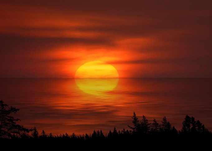 Fiery Sunset Over the Ocean