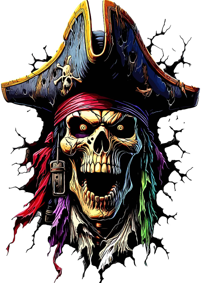 Pirate Skull with Hat Illustration