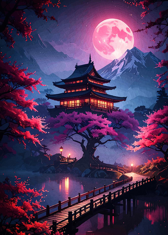 Japanese Landscape Moon
