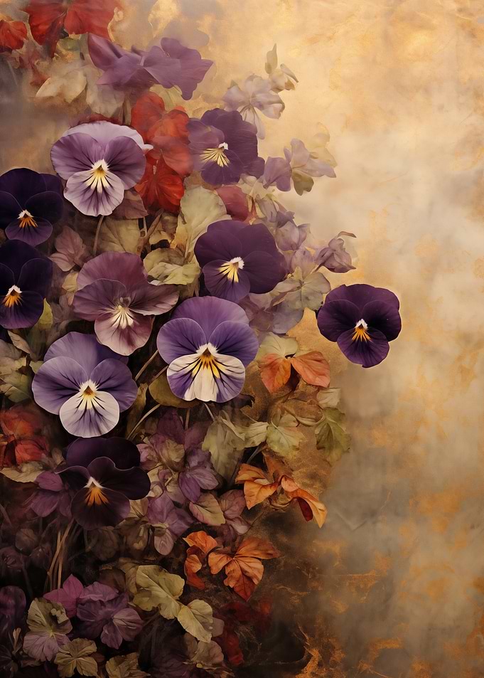 Floral Pansies Flowers Art