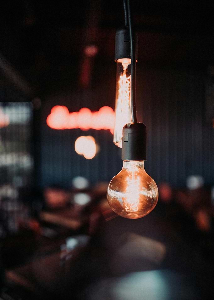 Warm Glow of Hanging Light Bulbs