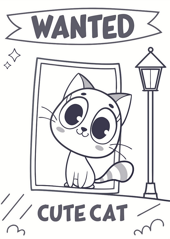 Wanted: Cute Cartoon Cat Poster