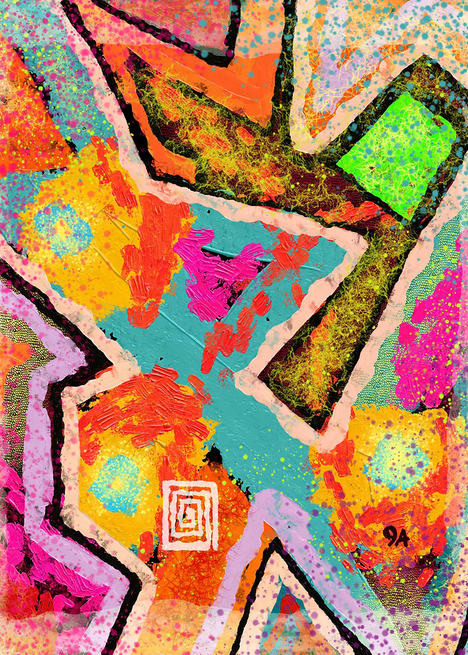 Colorful Abstract Geometric Painting - Creative Chaos In Composition