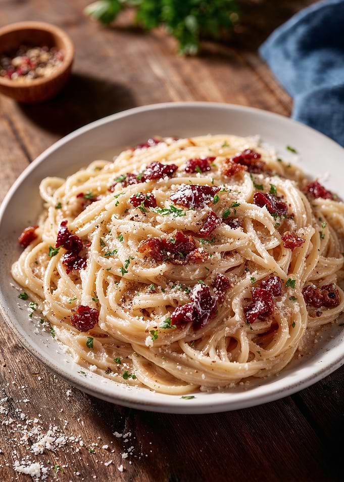 Pasta Carbonara with Bacon and Parmesan