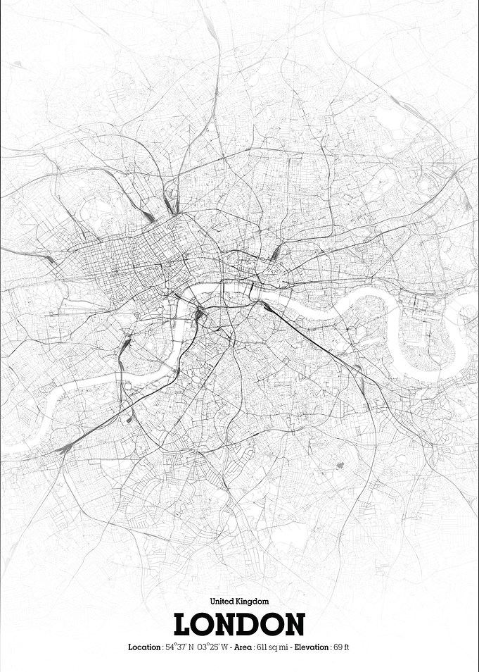 London City Map - Black and White