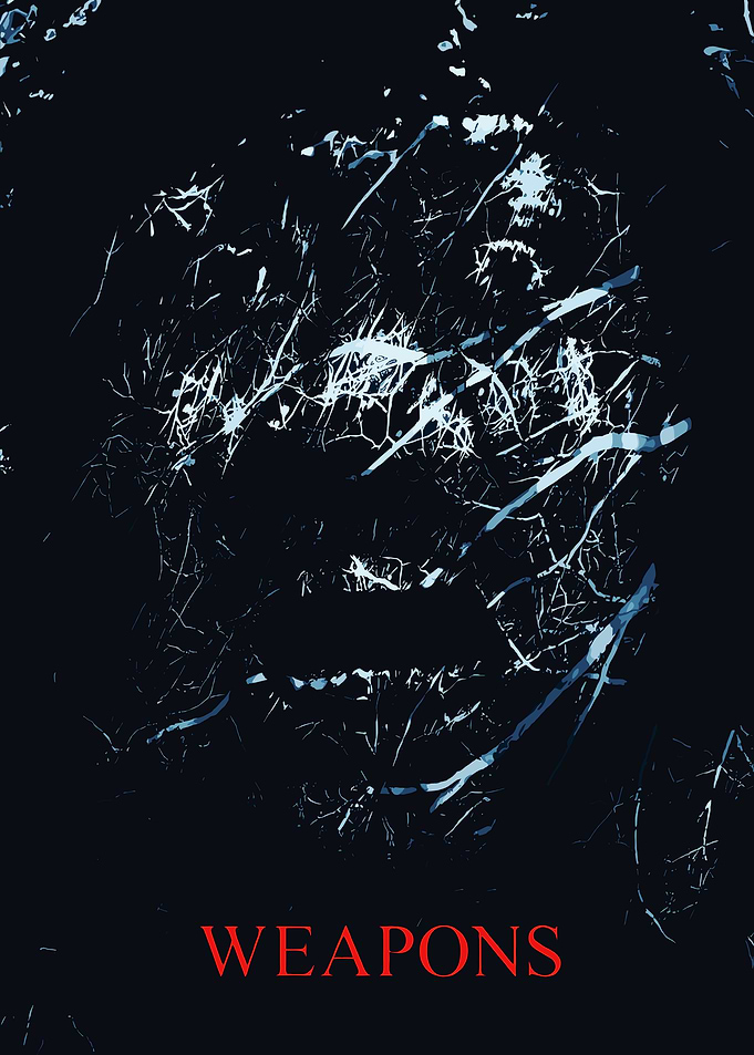 Abstract Face with 'WEAPONS' Text