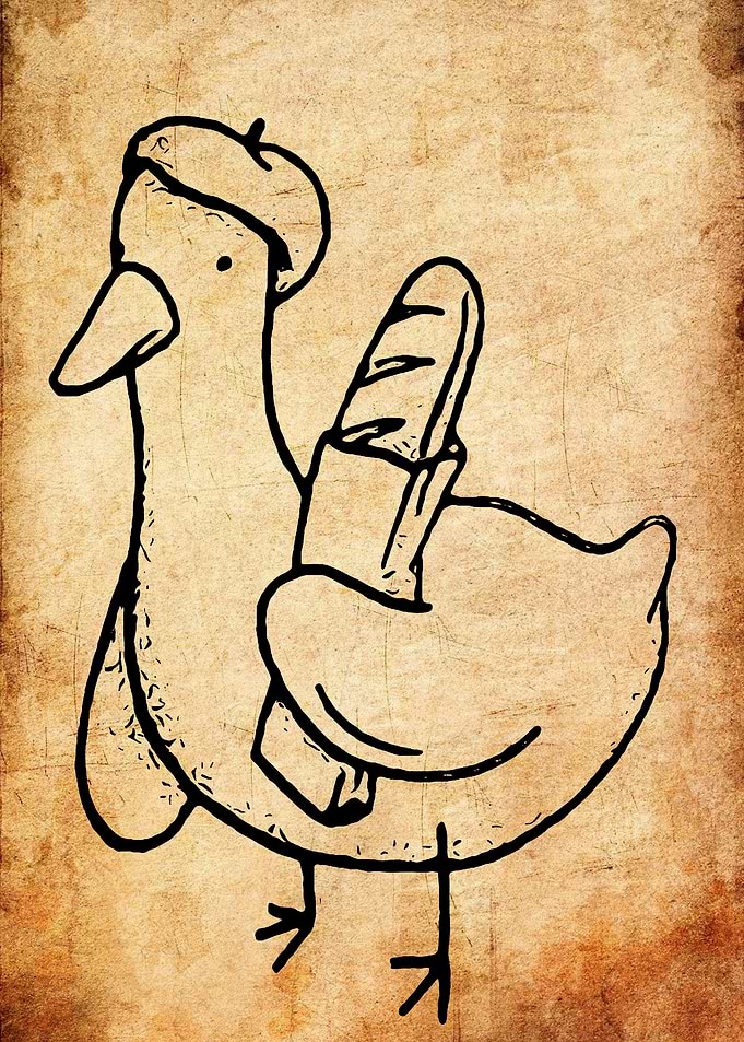 French Chicken with Baguette Illustration