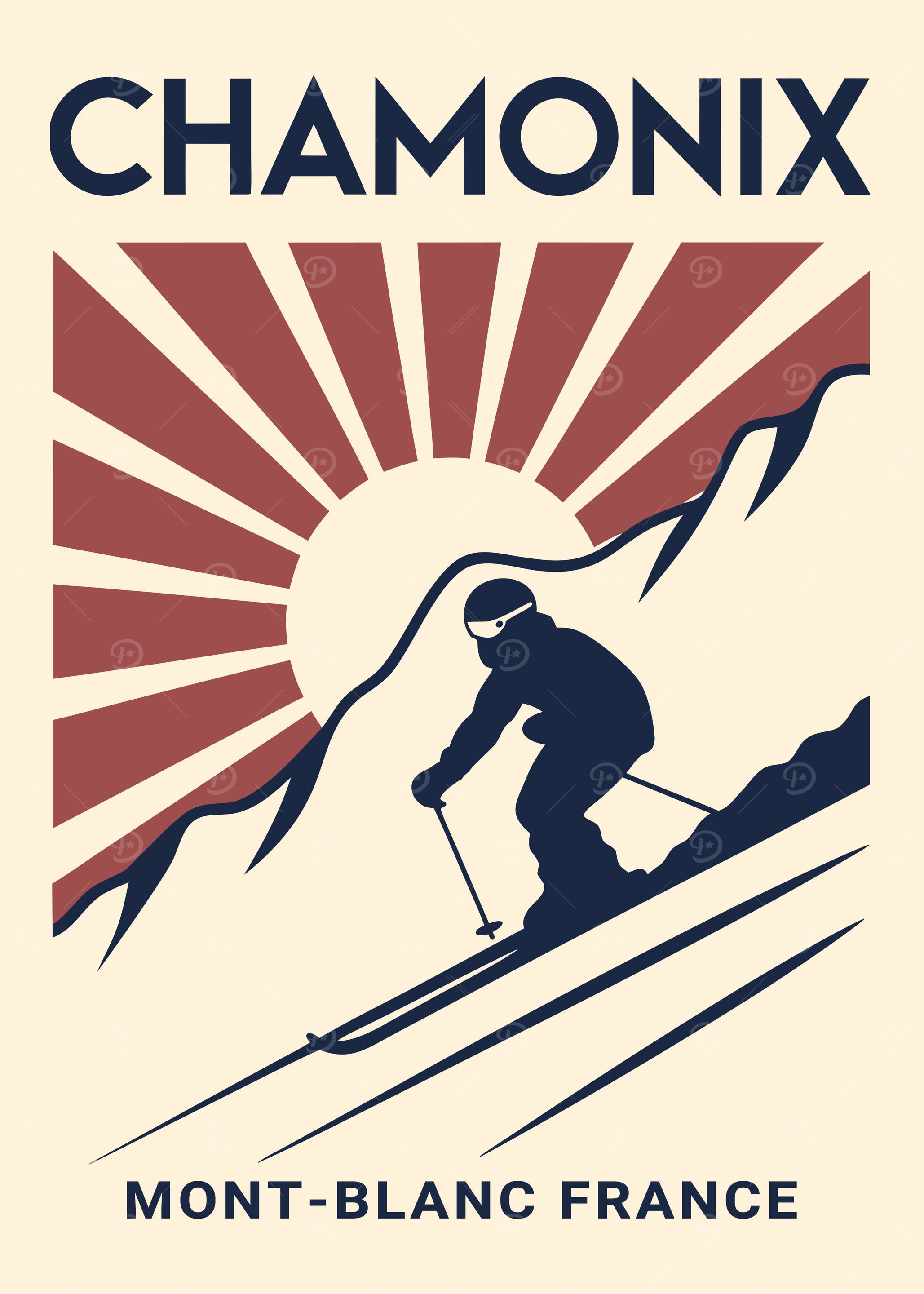 Chamonix Mont-Blanc France Ski Poster