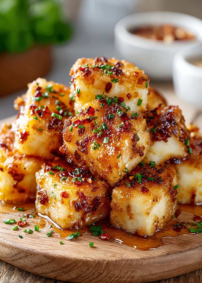Fried Halloumi Cheese with Chili Glaze