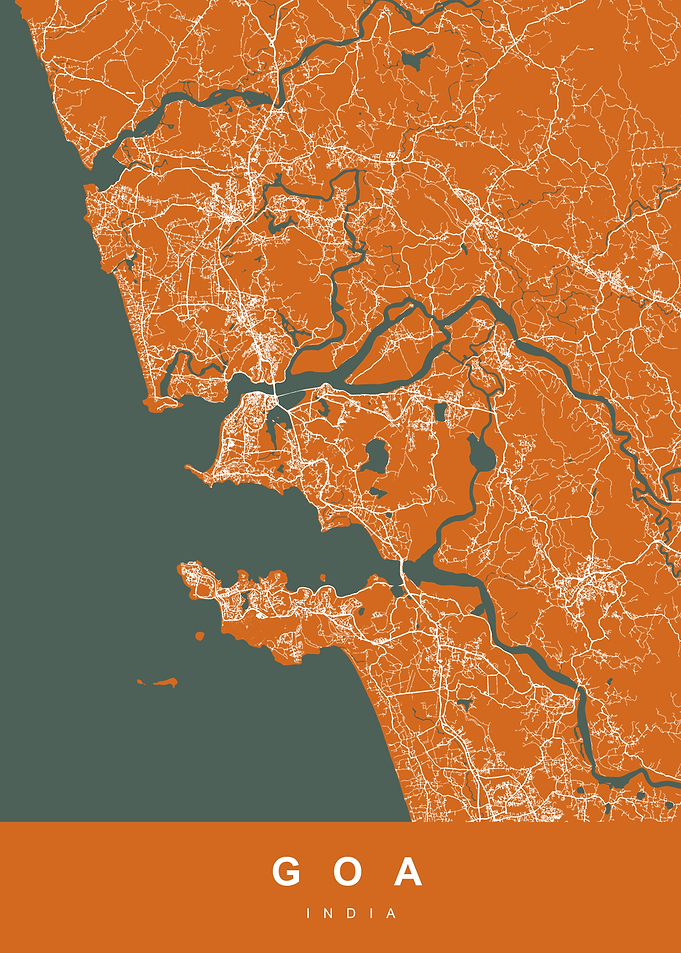Goa, India Map Art Print