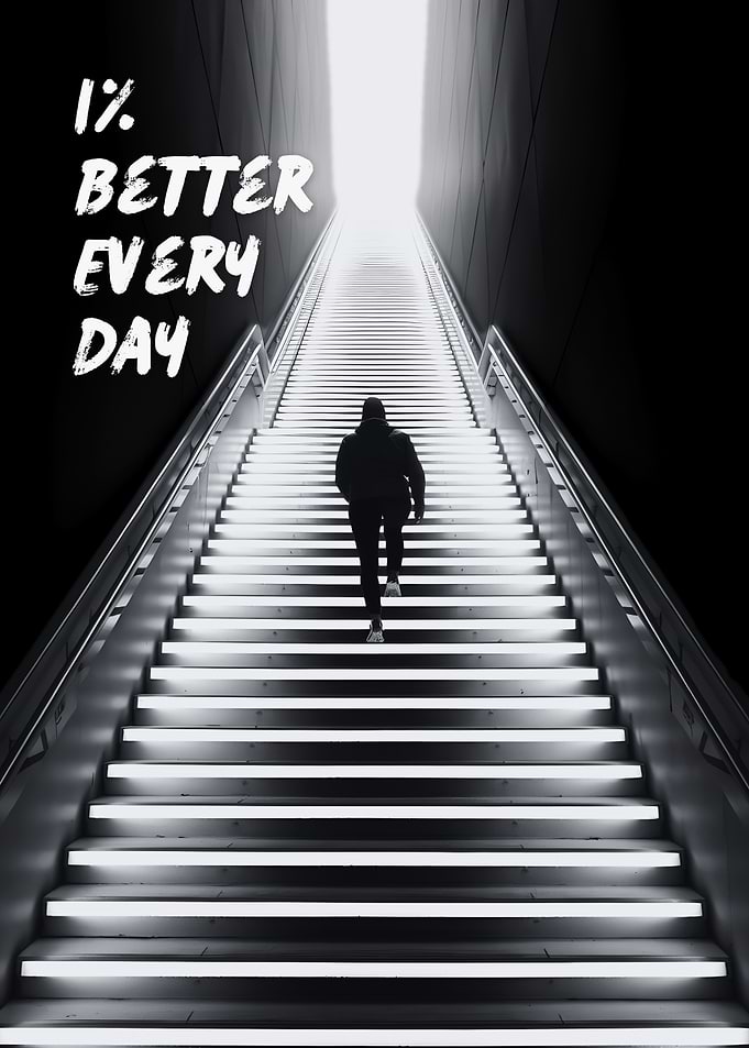 1% Better Every Day Black and White Motivational
