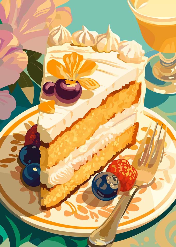 Slice of Cake with Berries