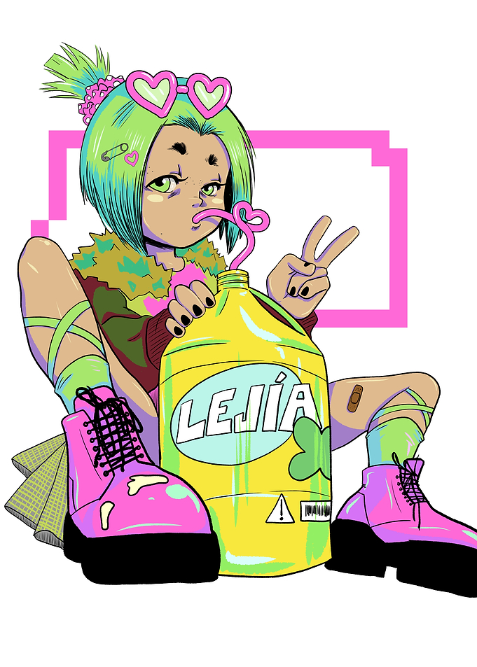 Girl with Lejia and Heart Straw