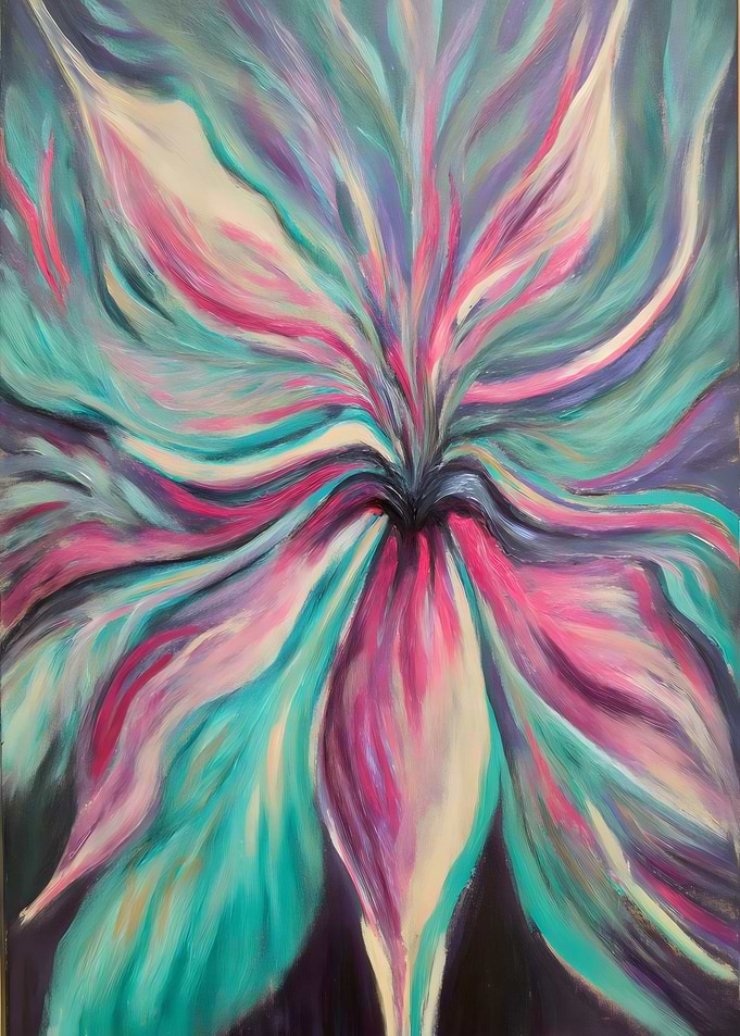 Floral Energy Flow – Abstract Oil Painting in Bold Vibrant Colors