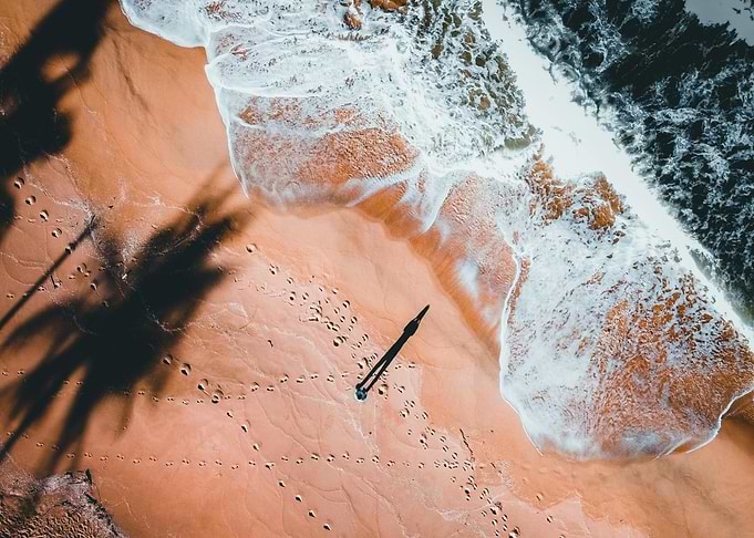 Aerial view of beach with person