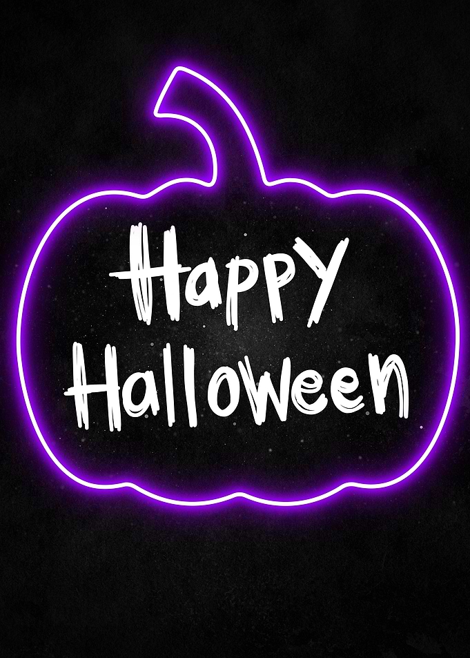 Neon Pumpkin – Happy Halloween Wall Art