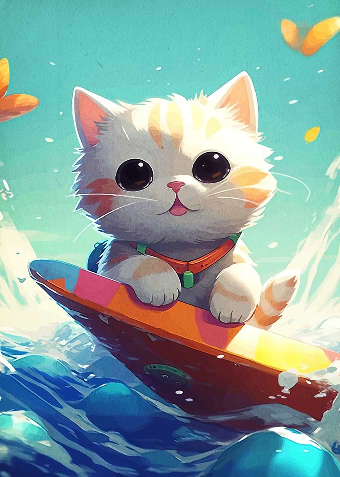 Surfing Cat