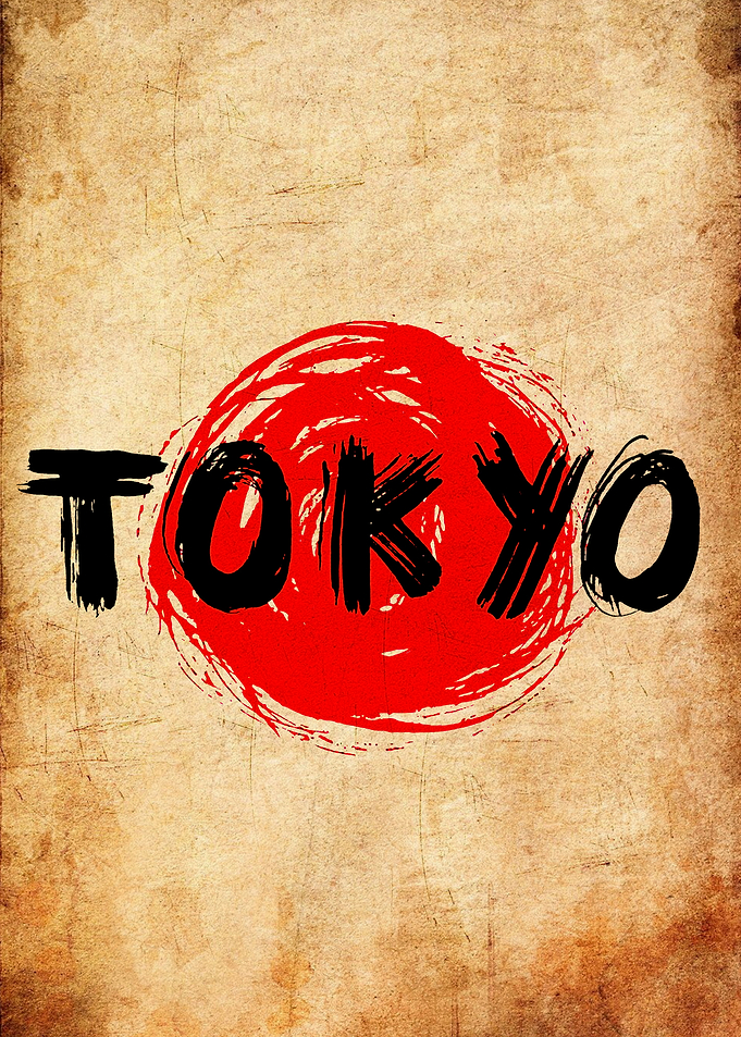 Tokyo Text Art with Red Circle