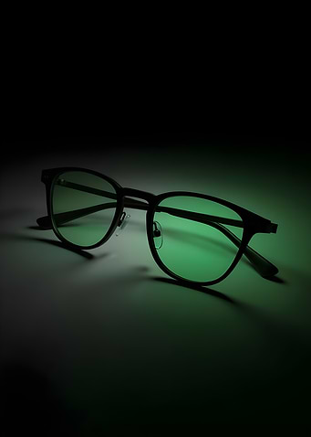 Green Tinted Glasses on Dark Surface