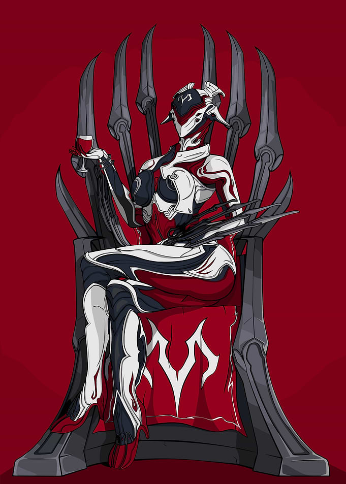 Warframe Valkyr Prime on Throne