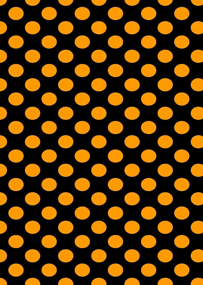 Orange Polka Dots on Black Background