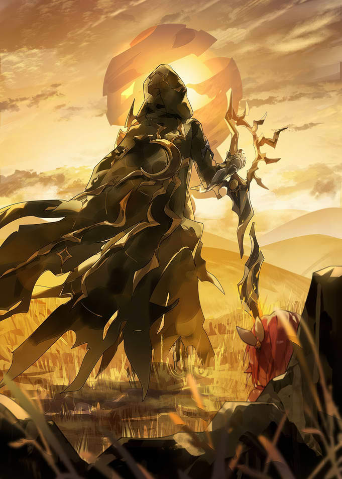 Hooded Figure in Golden Field