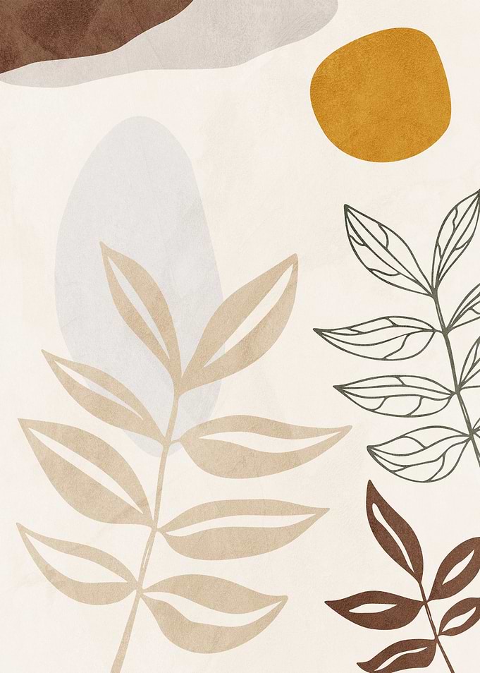 Abstract Botanical Art with Neutral Colors