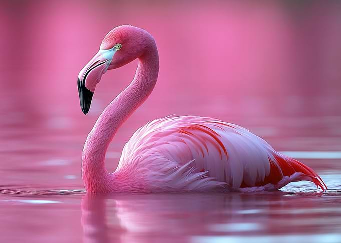 Pink Flamingo in Water