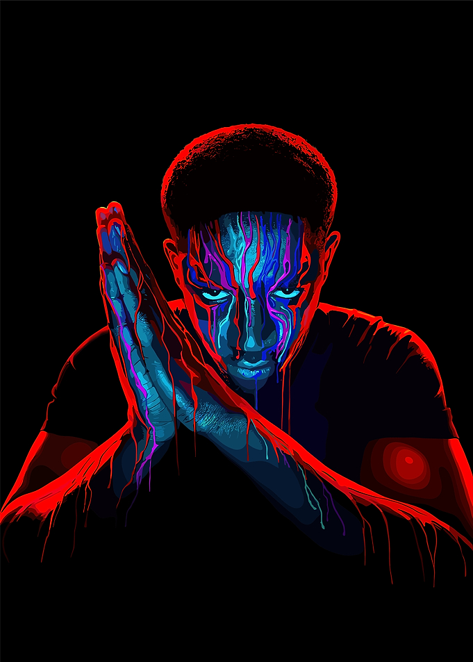 Man with Colorful Face Paint