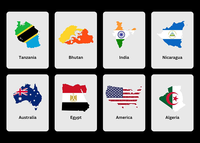 Country Maps with National Flags
