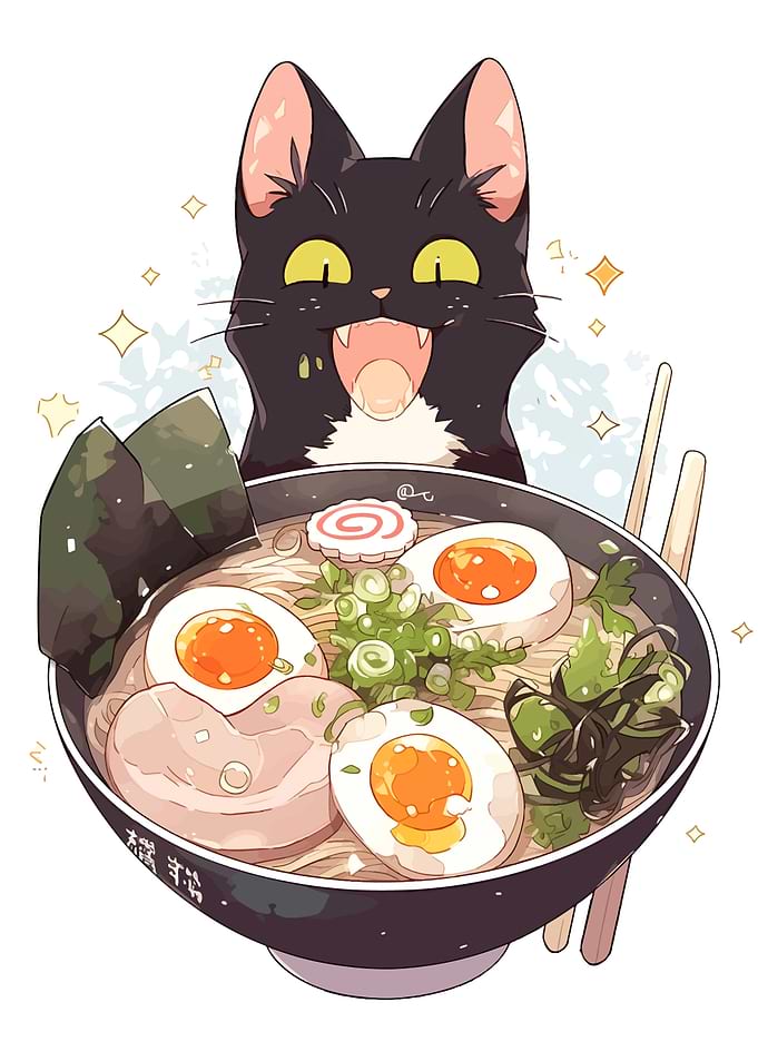 Cat and Ramen Bowl
