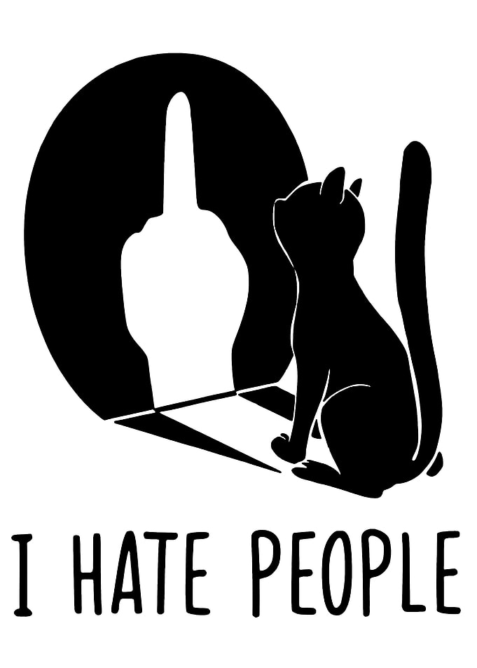Cat Shadow Middle Finger Silhouette