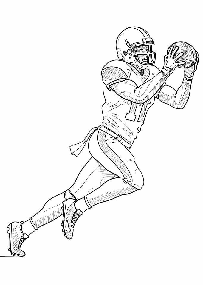 Football Player Catching Ball Line Art