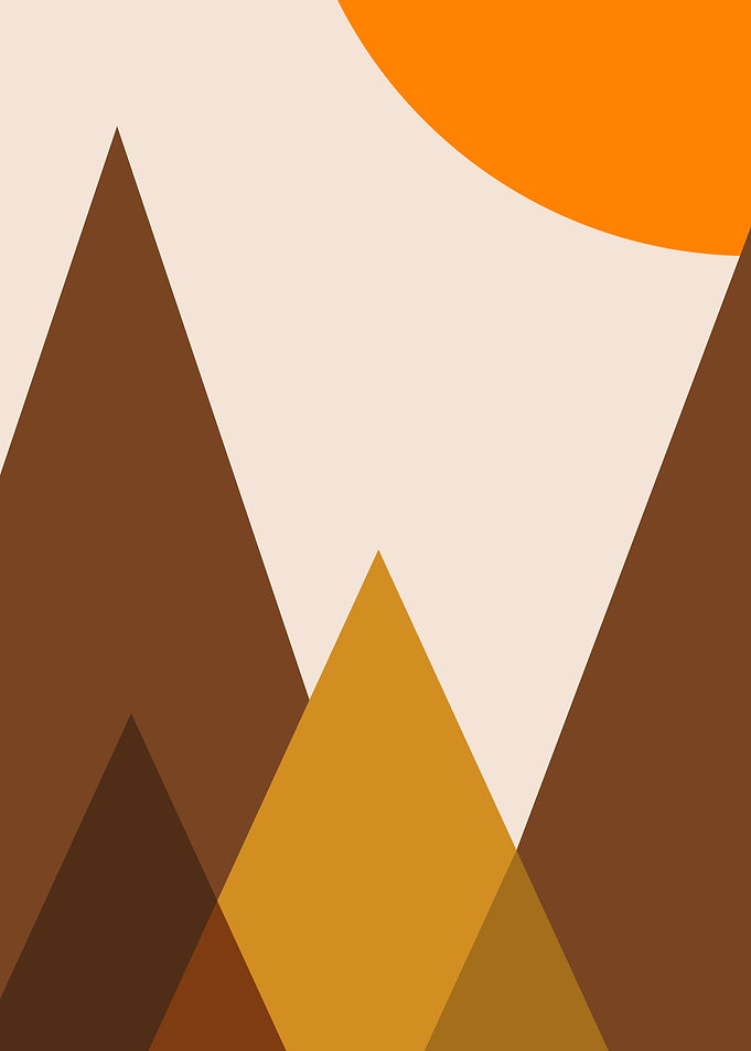 Minimalist Mountain Landscape with Sun