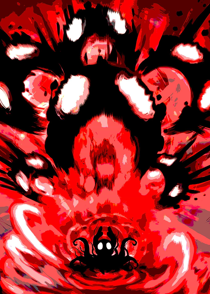 Red and Black Abstract Creature