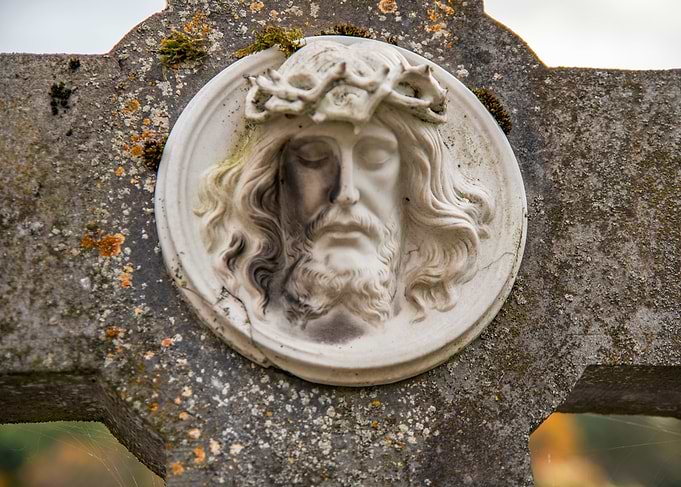 Jesus Christ Relief on Stone Cross