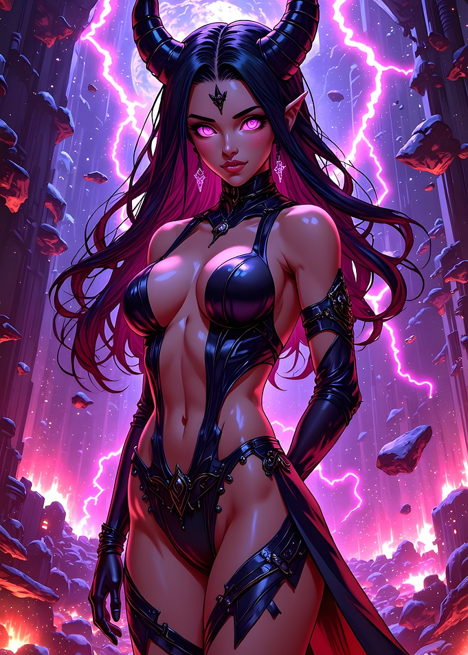 Demon Woman with Purple Lightning