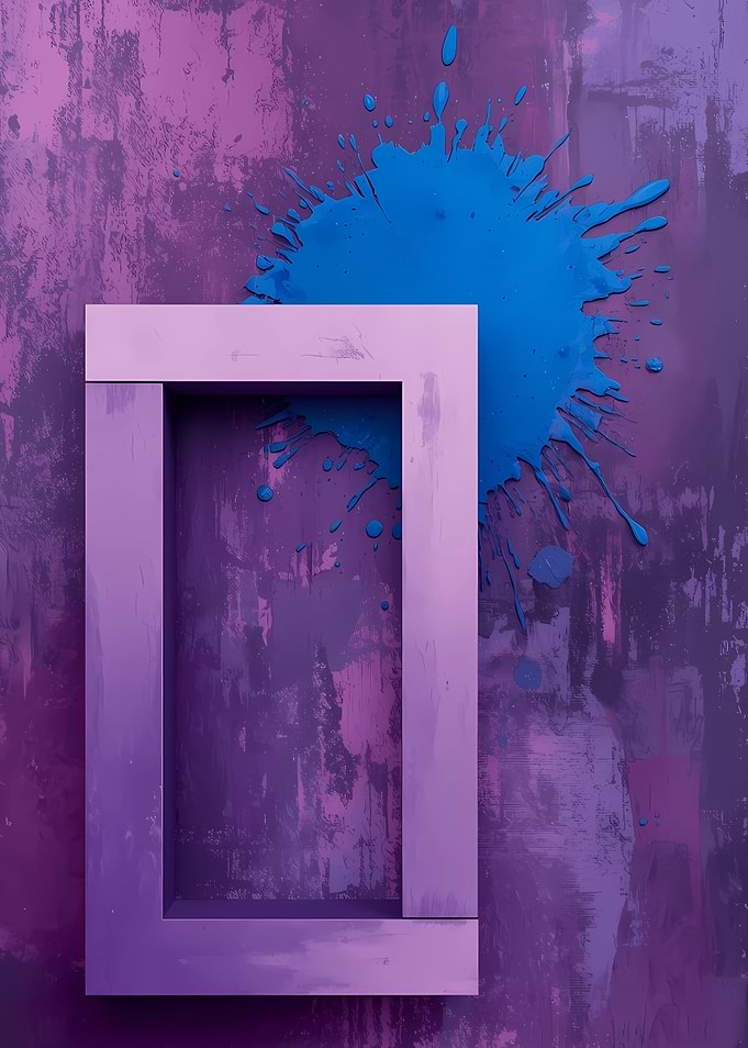 Abstract Frame with Blue Paint Splatter