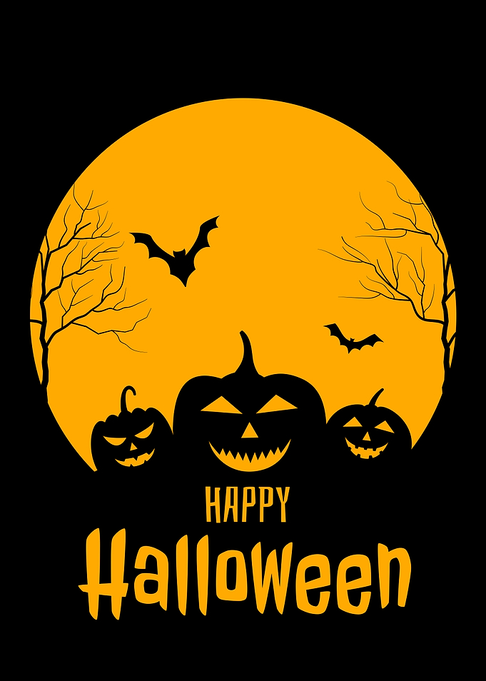 Happy Halloween Pumpkins and Bats