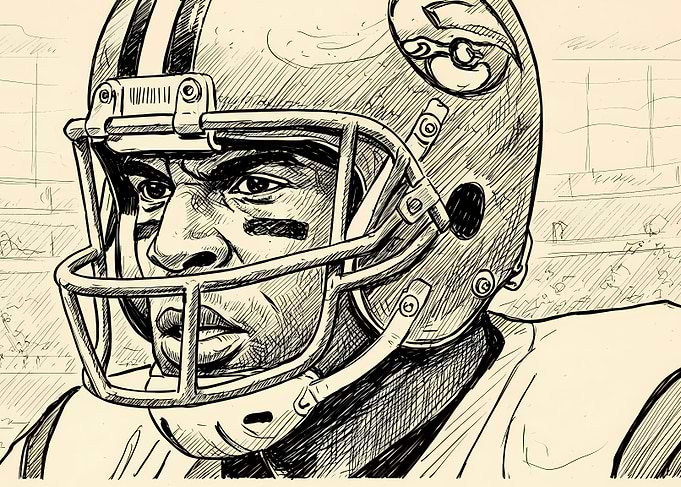 Football Player Sketch Portrait