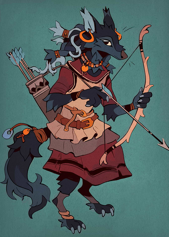 Anthropomorphic Wolf Archer Illustration