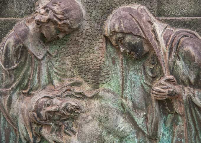 Mourning Stone Relief Sculpture