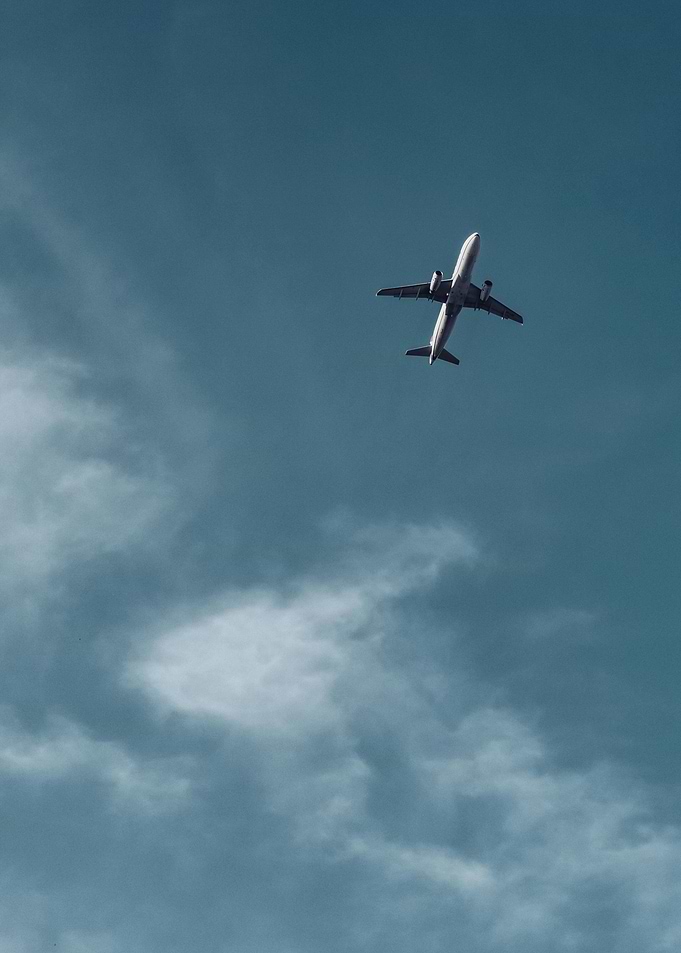 Airplane in the sky with clouds