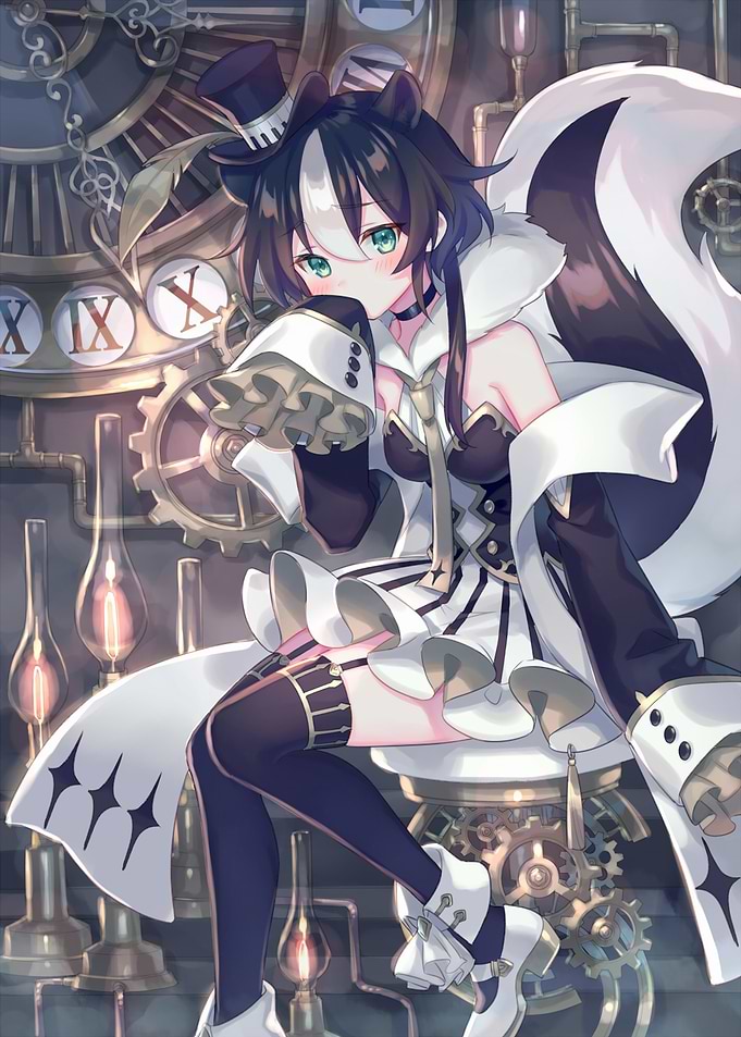 Anime Girl with Skunk Tail and Gears