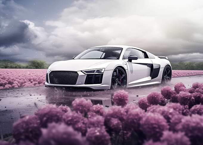 Audi R8 in Floral Field