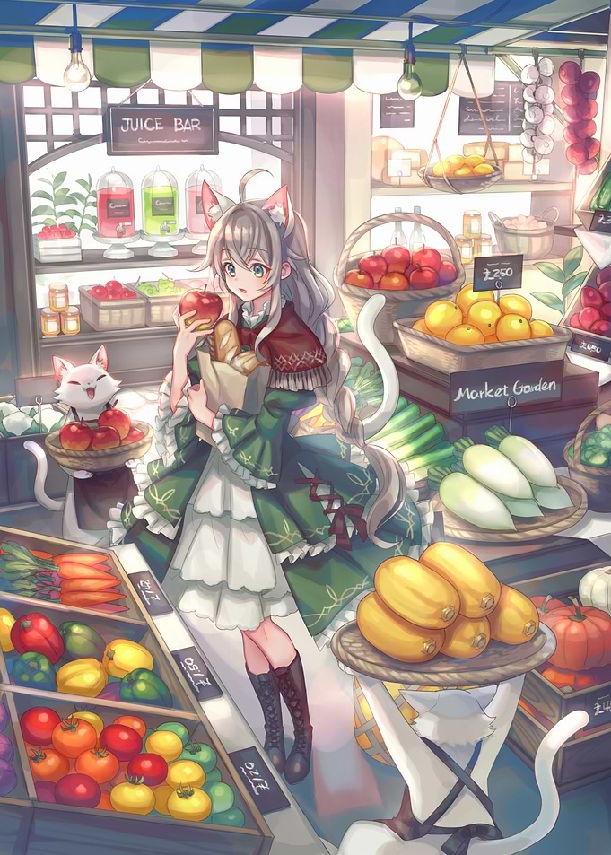 Anime Girl at Market Garden Stall