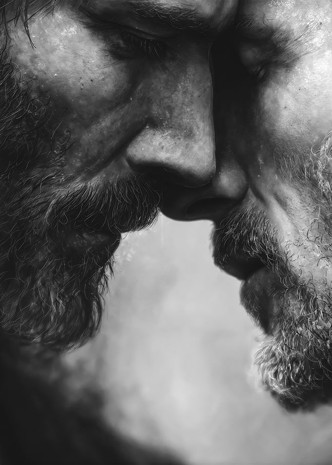 Bearded Gay Couple Intimate Love Bearded