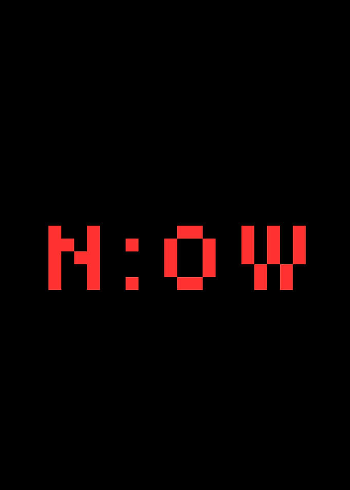 Pixelated Red NOW Text on Black